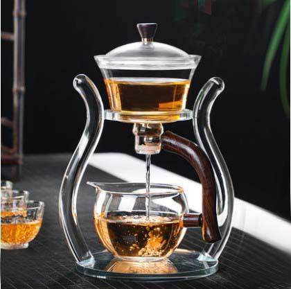 网红创意自动玻璃功夫茶具茶杯套装透明泡茶器简约耐热懒人茶壶